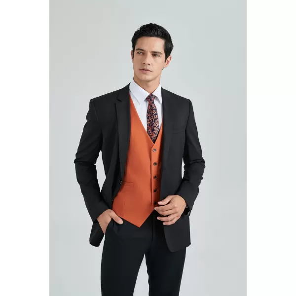 HISDERN Men's Suit Vest Business Formal Dress Waistcoat Vest with 3 Pockets for Suit or Tuxedo Slim Fit