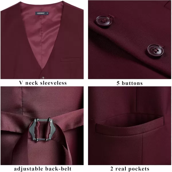 HISDERN Men's Suit Vest Business Formal Dress Waistcoat Vest with 3 Pockets for Suit or Tuxedo Slim Fit
