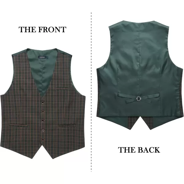 HISDERN Men's Suit Vest Business Plaid Formal Dress Waistcoat Slim Fit Vests for Men with 3 Pocket for Suit or Tuxedo