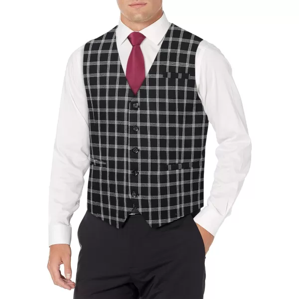 HISDERN Men's Suit Vest Business Plaid Formal Dress Waistcoat Slim Fit Vests for Men with 3 Pocket for Suit or Tuxedo