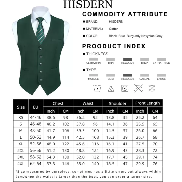 HISDERN Men's Suit Vest Business Plaid Formal Dress Waistcoat Slim Fit Vests for Men with 3 Pocket for Suit or Tuxedo