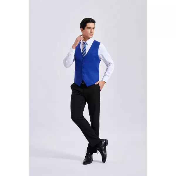 HISDERN Men's Suit Vest Business Plaid Formal Dress Waistcoat Slim Fit Vests for Men with 3 Pocket for Suit or Tuxedo