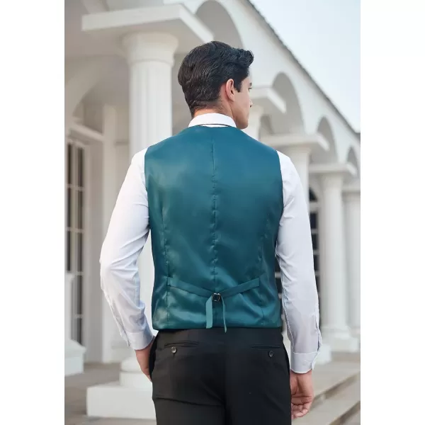 HISDERN Men's Suit Vest Business Plaid Formal Dress Waistcoat Slim Fit Vests for Men with 3 Pocket for Suit or Tuxedo