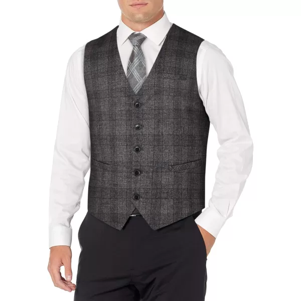 HISDERN Men's Suit Vest Business Plaid Formal Dress Waistcoat Slim Fit Vests for Men with 3 Pocket for Suit or Tuxedo