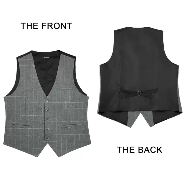 HISDERN Men's Suit Vest Business Plaid Formal Dress Waistcoat Slim Fit Vests for Men with 3 Pocket for Suit or Tuxedo
