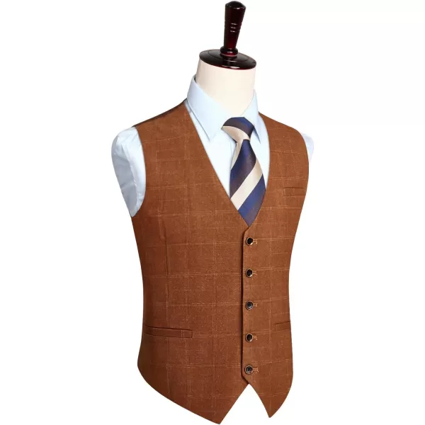 HISDERN Men's Suit Vest Business Plaid Formal Dress Waistcoat Slim Fit Vests for Men with 3 Pocket for Suit or Tuxedo