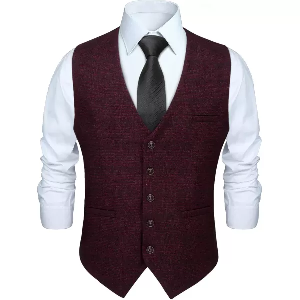 HISDERN Men's Suit Vest Business Plaid Formal Dress Waistcoat Slim Fit Vests for Men with 3 Pocket for Suit or Tuxedo