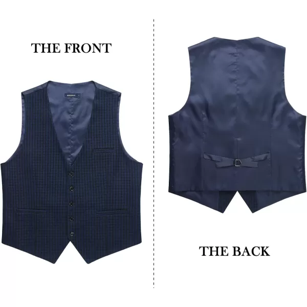 HISDERN Men's Suit Vest Business Plaid Formal Dress Waistcoat Slim Fit Vests for Men with 3 Pocket for Suit or Tuxedo