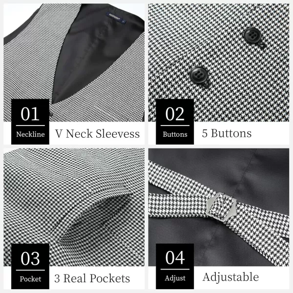 HISDERN Men's Suit Vest Business Plaid Formal Dress Waistcoat Slim Fit Vests for Men with 3 Pocket for Suit or Tuxedo