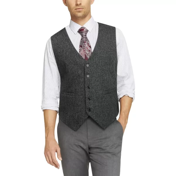 HISDERN Men's Suit Vest Business Plaid Formal Dress Waistcoat Slim Fit Vests for Men with 3 Pocket for Suit or Tuxedo