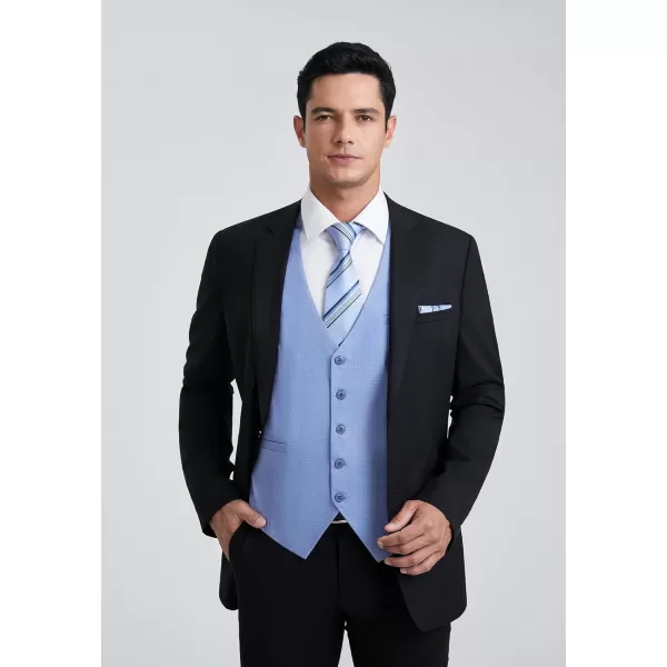 HISDERN Men's Suit Vest Business Plaid Formal Dress Waistcoat Slim Fit Vests for Men with 3 Pocket for Suit or Tuxedo
