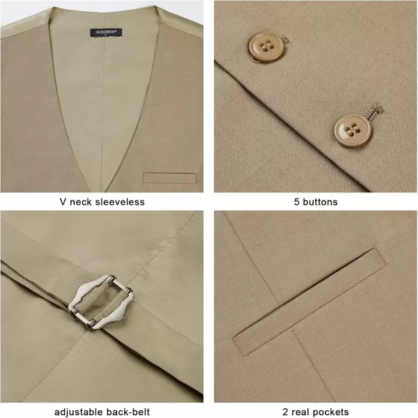 HISDERN Men's Suit Vest Business Plaid Formal Dress Waistcoat Slim Fit Vests for Men with 3 Pocket for Suit or Tuxedo