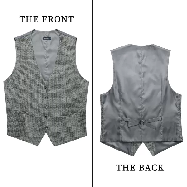 HISDERN Men's Suit Vest Business Plaid Formal Dress Waistcoat Slim Fit Vests for Men with 3 Pocket for Suit or Tuxedo