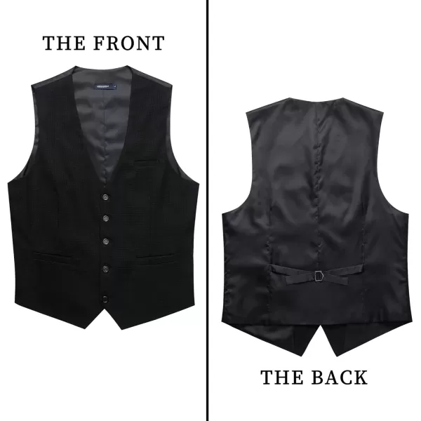 HISDERN Men's Suit Vest Business Plaid Formal Dress Waistcoat Slim Fit Vests for Men with 3 Pocket for Suit or Tuxedo