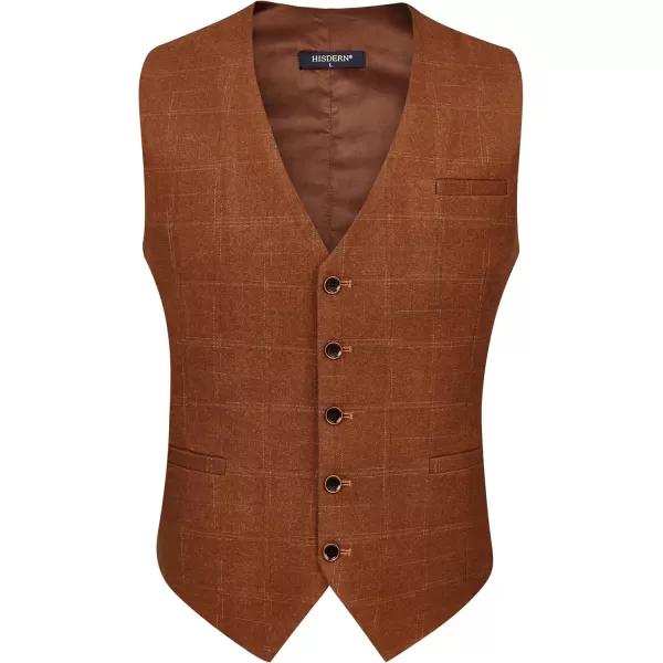 HISDERN Men's Suit Vest Business Plaid Formal Dress Waistcoat Slim Fit Vests for Men with 3 Pocket for Suit or Tuxedo