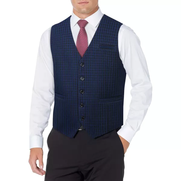 HISDERN Men's Suit Vest Business Plaid Formal Dress Waistcoat Slim Fit Vests for Men with 3 Pocket for Suit or Tuxedo