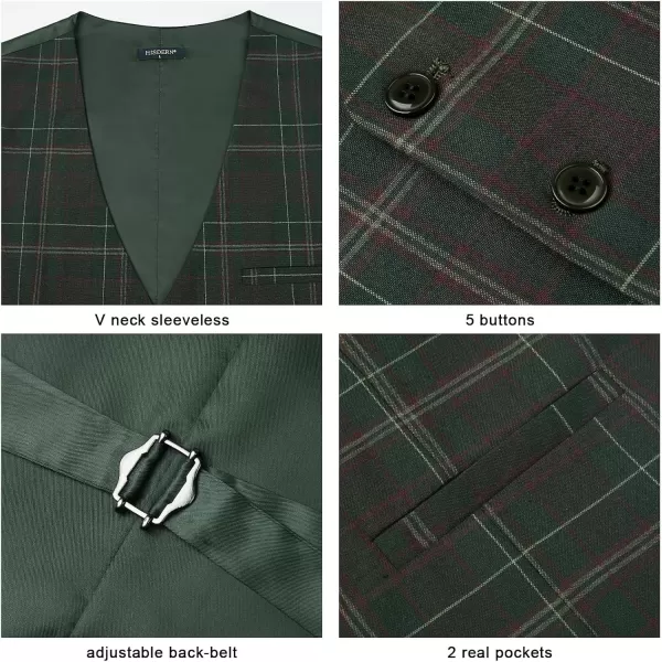 HISDERN Men's Suit Vest Business Plaid Formal Dress Waistcoat Slim Fit Vests for Men with 3 Pocket for Suit or Tuxedo