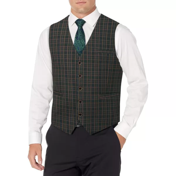 HISDERN Men's Suit Vest Business Plaid Formal Dress Waistcoat Slim Fit Vests for Men with 3 Pocket for Suit or Tuxedo