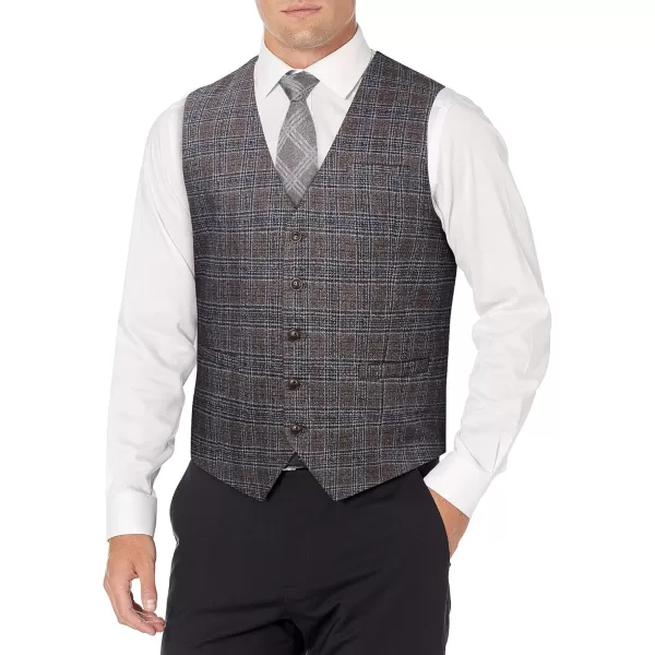 HISDERN Men's Suit Vest Business Plaid Formal Dress Waistcoat Slim Fit Vests for Men with 3 Pocket for Suit or Tuxedo