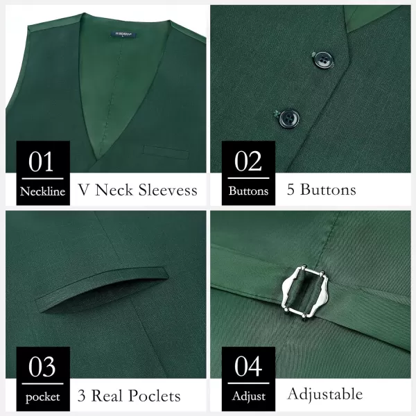 HISDERN Men's Suit Vest Business Plaid Formal Dress Waistcoat Slim Fit Vests for Men with 3 Pocket for Suit or Tuxedo