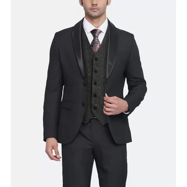 HISDERN Men's Suit Vest Business Plaid Formal Dress Waistcoat Slim Fit Vests for Men with 3 Pocket for Suit or Tuxedo