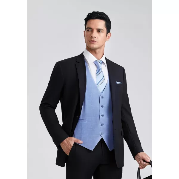 HISDERN Men's Suit Vest Business Plaid Formal Dress Waistcoat Slim Fit Vests for Men with 3 Pocket for Suit or Tuxedo