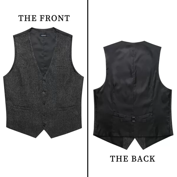 HISDERN Men's Suit Vest Business Plaid Formal Dress Waistcoat Slim Fit Vests for Men with 3 Pocket for Suit or Tuxedo