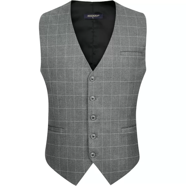 HISDERN Men's Suit Vest Business Plaid Formal Dress Waistcoat Slim Fit Vests for Men with 3 Pocket for Suit or Tuxedo