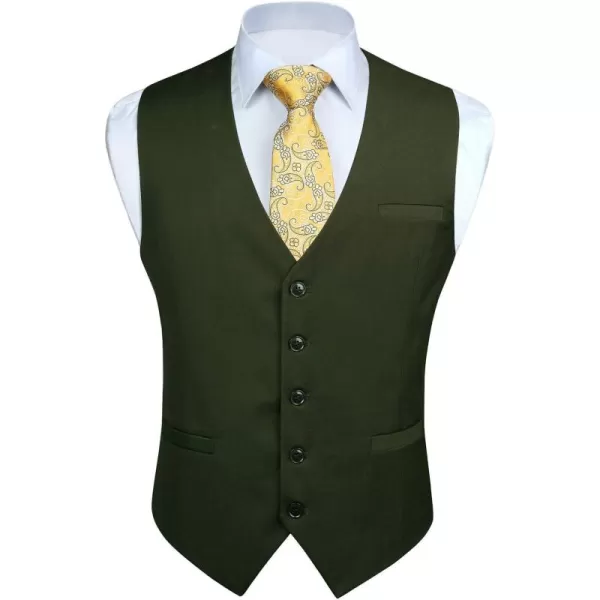 HISDERN Men's Suit Vest Business Formal Dress Waistcoat Vest with 3 Pockets for Suit or Tuxedo Slim Fit