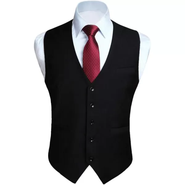 HISDERN Men's Suit Vest Business Formal Dress Waistcoat Vest with 3 Pockets for Suit or Tuxedo Slim Fit