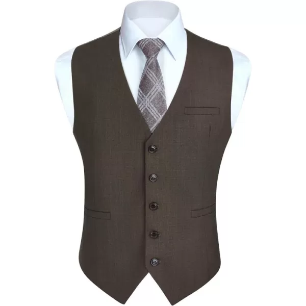 HISDERN Men's Suit Vest Business Formal Dress Waistcoat Vest with 3 Pockets for Suit or Tuxedo Slim Fit
