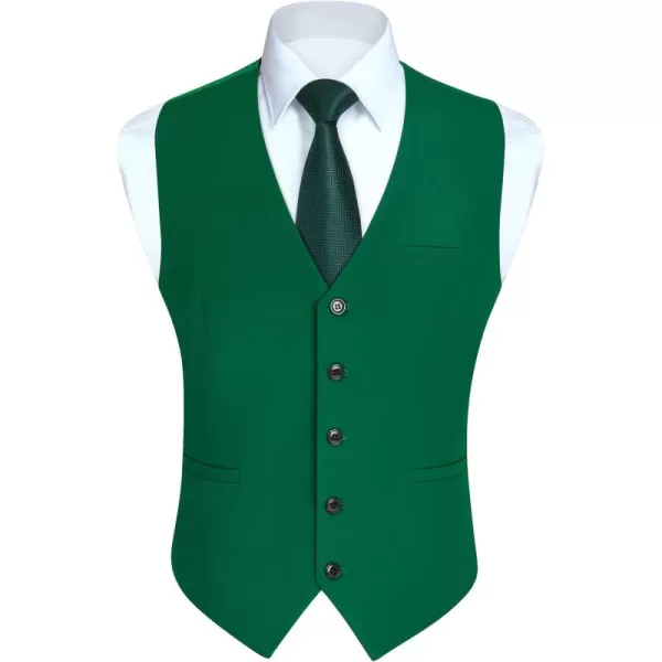 HISDERN Men's Suit Vest Business Formal Dress Waistcoat Vest with 3 Pockets for Suit or Tuxedo Slim Fit