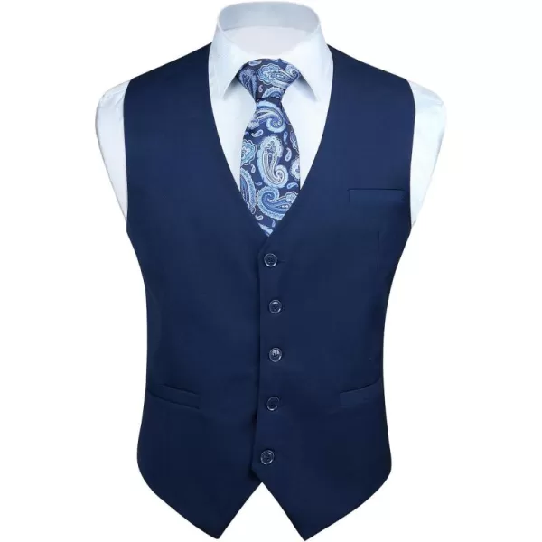 HISDERN Men's Suit Vest Business Formal Dress Waistcoat Vest with 3 Pockets for Suit or Tuxedo Slim Fit