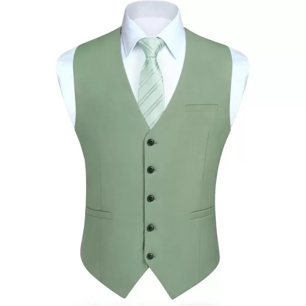 HISDERN Men's Suit Vest Business Formal Dress Waistcoat Vest with 3 Pockets for Suit or Tuxedo Slim Fit