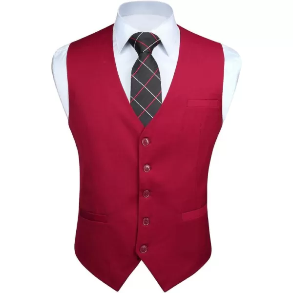 HISDERN Men's Suit Vest Business Formal Dress Waistcoat Vest with 3 Pockets for Suit or Tuxedo Slim Fit