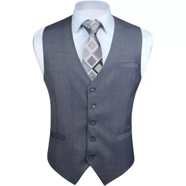 HISDERN Men's Suit Vest Business Formal Dress Waistcoat Vest with 3 Pockets for Suit or Tuxedo Slim Fit