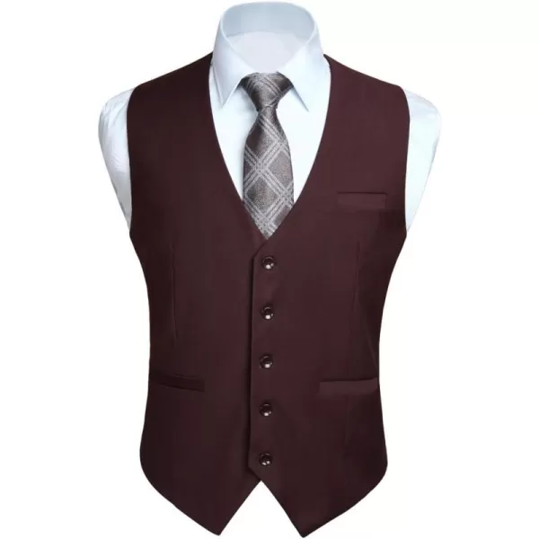 HISDERN Men's Suit Vest Business Formal Dress Waistcoat Vest with 3 Pockets for Suit or Tuxedo Slim Fit