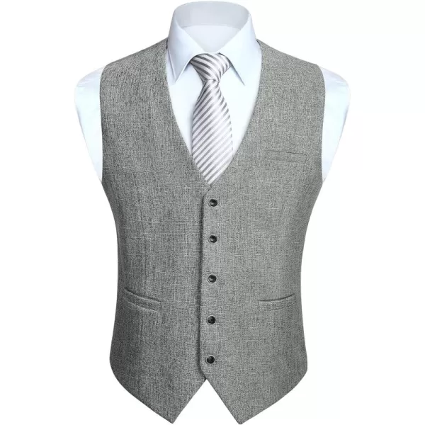 HISDERN Men's Suit Vest Business Plaid Formal Dress Waistcoat Slim Fit Vests for Men with 3 Pocket for Suit or Tuxedo