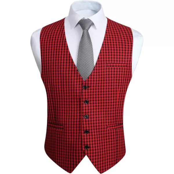 HISDERN Men's Suit Vest Business Plaid Formal Dress Waistcoat Slim Fit Vests for Men with 3 Pocket for Suit or Tuxedo