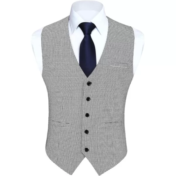 HISDERN Men's Suit Vest Business Plaid Formal Dress Waistcoat Slim Fit Vests for Men with 3 Pocket for Suit or Tuxedo