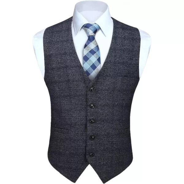 HISDERN Men's Suit Vest Business Plaid Formal Dress Waistcoat Slim Fit Vests for Men with 3 Pocket for Suit or Tuxedo