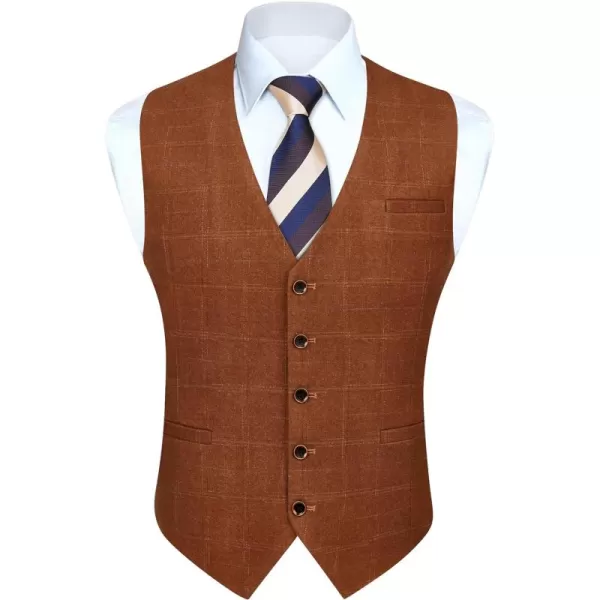 HISDERN Men's Suit Vest Business Plaid Formal Dress Waistcoat Slim Fit Vests for Men with 3 Pocket for Suit or Tuxedo