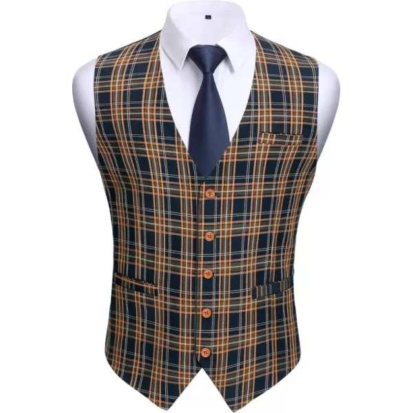 HISDERN Men's Suit Vest Business Plaid Formal Dress Waistcoat Slim Fit Vests for Men with 3 Pocket for Suit or Tuxedo