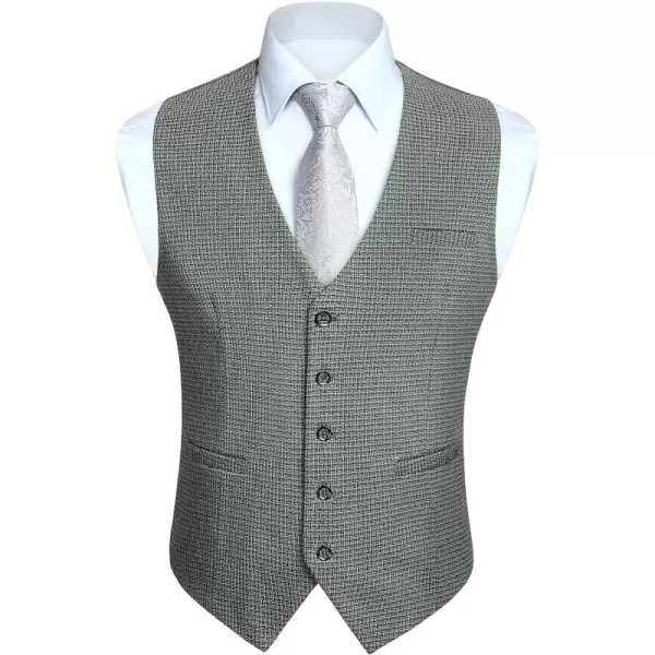 HISDERN Men's Suit Vest Business Plaid Formal Dress Waistcoat Slim Fit Vests for Men with 3 Pocket for Suit or Tuxedo