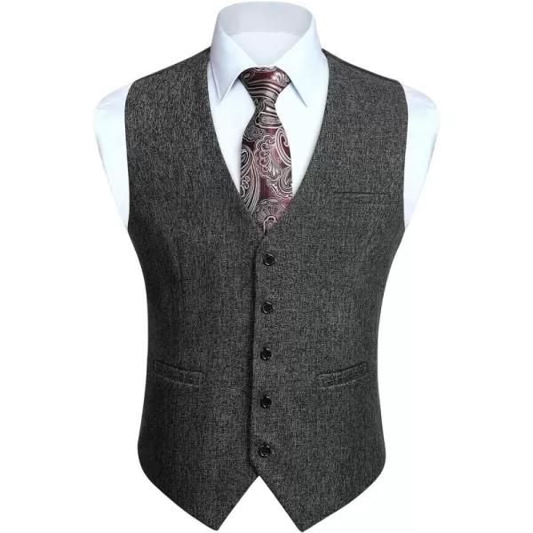 HISDERN Men's Suit Vest Business Plaid Formal Dress Waistcoat Slim Fit Vests for Men with 3 Pocket for Suit or Tuxedo
