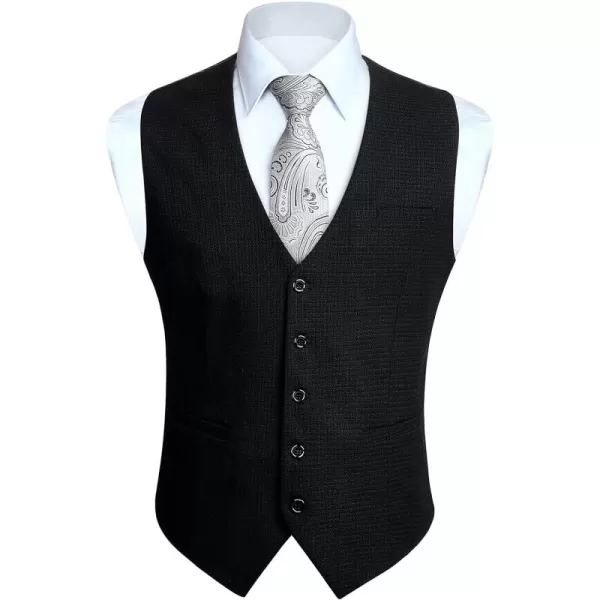 HISDERN Men's Suit Vest Business Plaid Formal Dress Waistcoat Slim Fit Vests for Men with 3 Pocket for Suit or Tuxedo