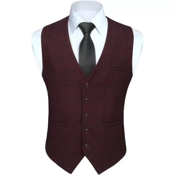HISDERN Men's Suit Vest Business Plaid Formal Dress Waistcoat Slim Fit Vests for Men with 3 Pocket for Suit or Tuxedo