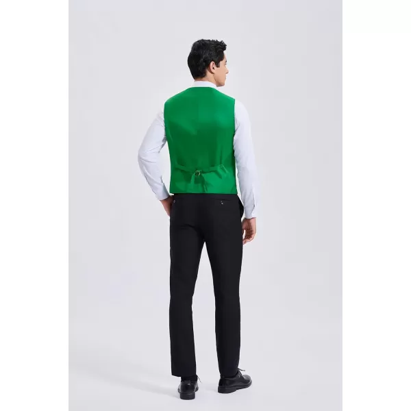 HISDERN Men's Suit Vest Business Formal Dress Waistcoat Vest with 3 Pockets for Suit or Tuxedo