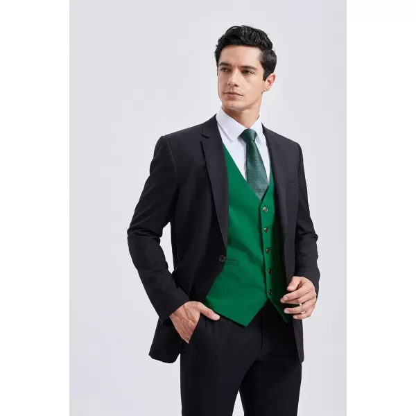 HISDERN Men's Suit Vest Business Formal Dress Waistcoat Vest with 3 Pockets for Suit or Tuxedo