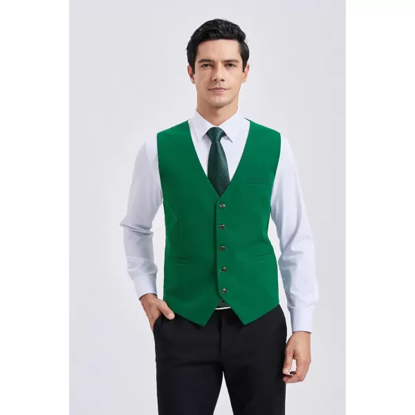 HISDERN Men's Suit Vest Business Formal Dress Waistcoat Vest with 3 Pockets for Suit or Tuxedo